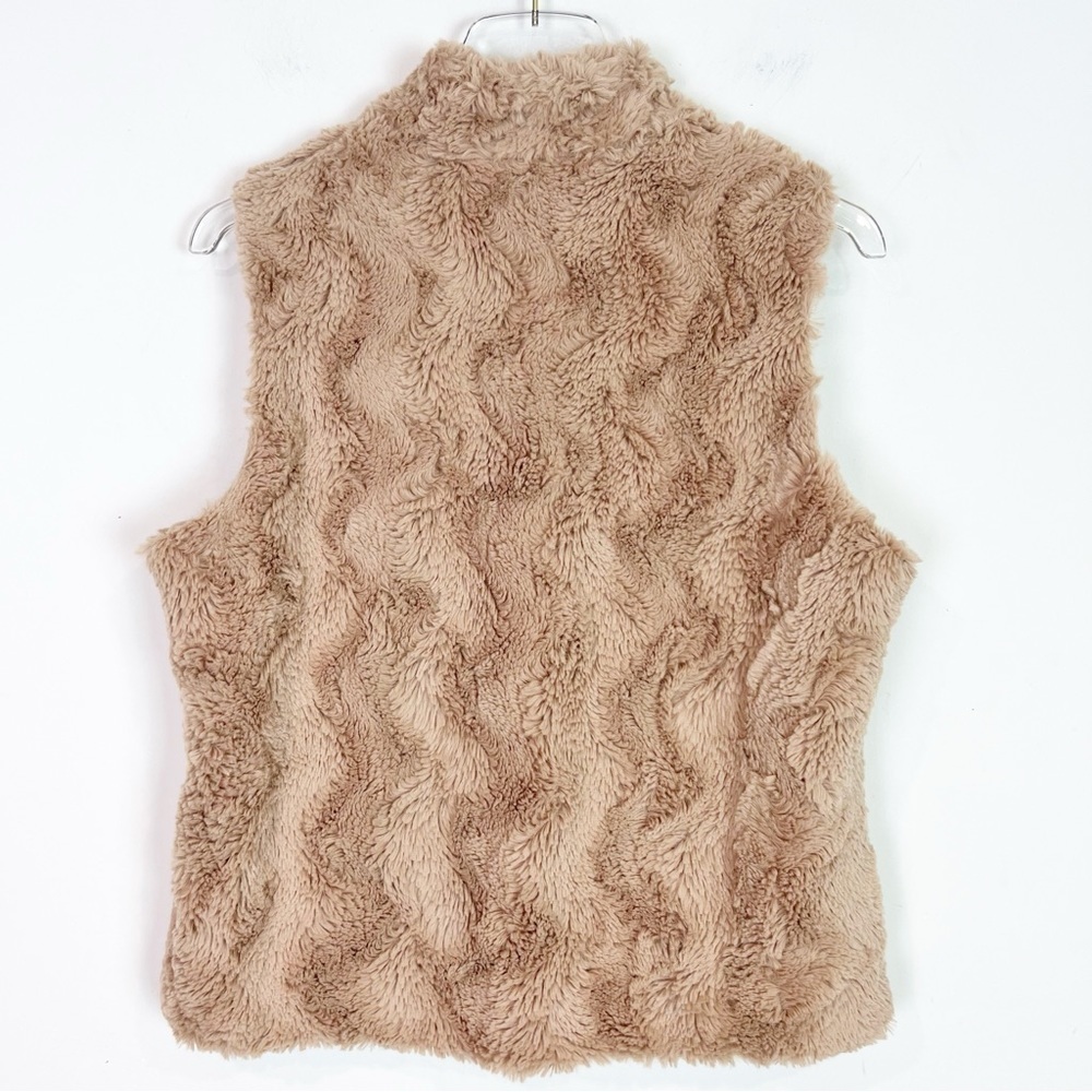 ASTR TAN FAUX FUR OPEN FRONT SLEEVELESS VEST WOMENS SZ MEDIUM - Picture 4 of 5
